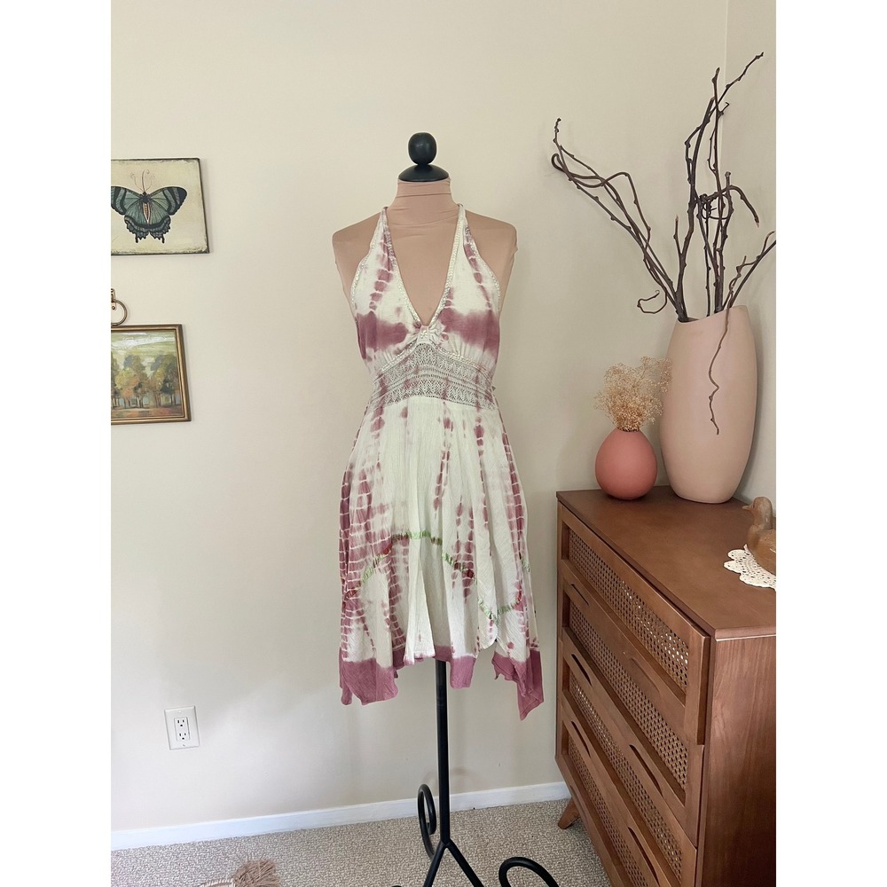 Vintage Y2K Tie Dye Pixie Fairy Halter Dress